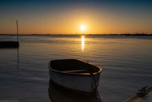 Rowing boat at Orford Ness, Suffolk at dawn